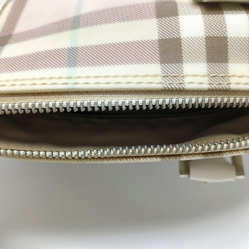 BURBERRY LONDON 淺粉色塗層帆布手提包-13