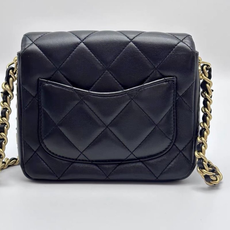 CHANEL 黑金21B雕花字母方胖子 17*14*6 98新配件塵袋-8