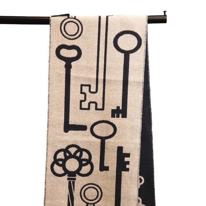 Hermes Casaque Porte-Clefs 喀什米爾圍巾 深藍色-0