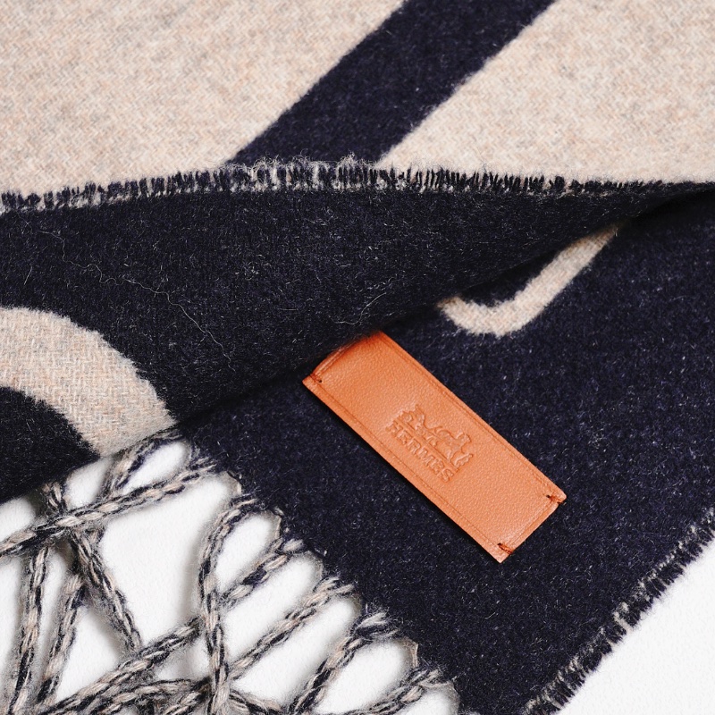 Hermes Casaque Porte-Clefs 喀什米爾圍巾 深藍色-8