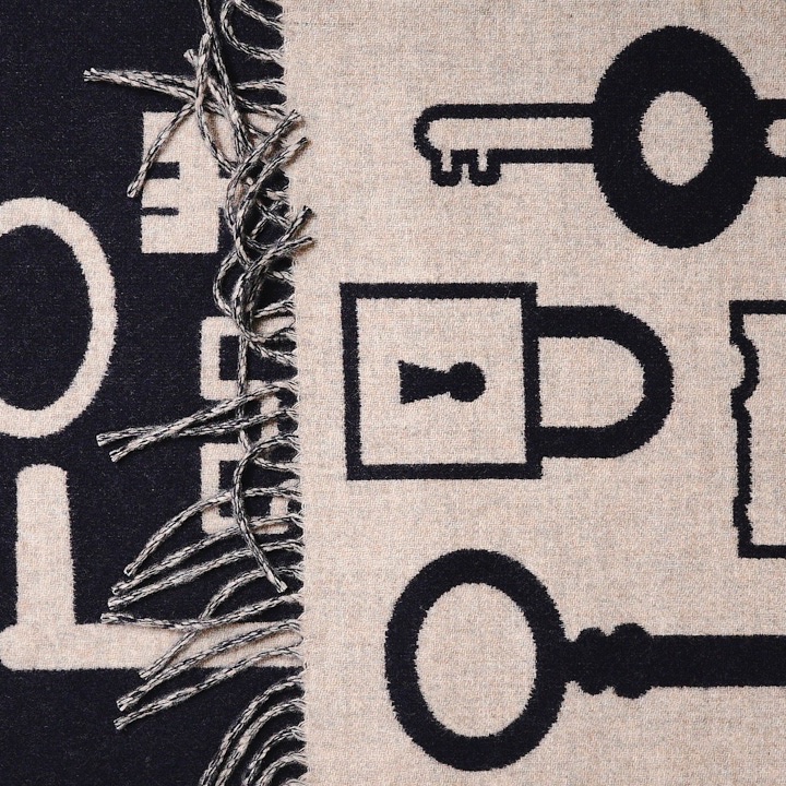 Hermes Casaque Porte-Clefs 喀什米爾圍巾 深藍色-17