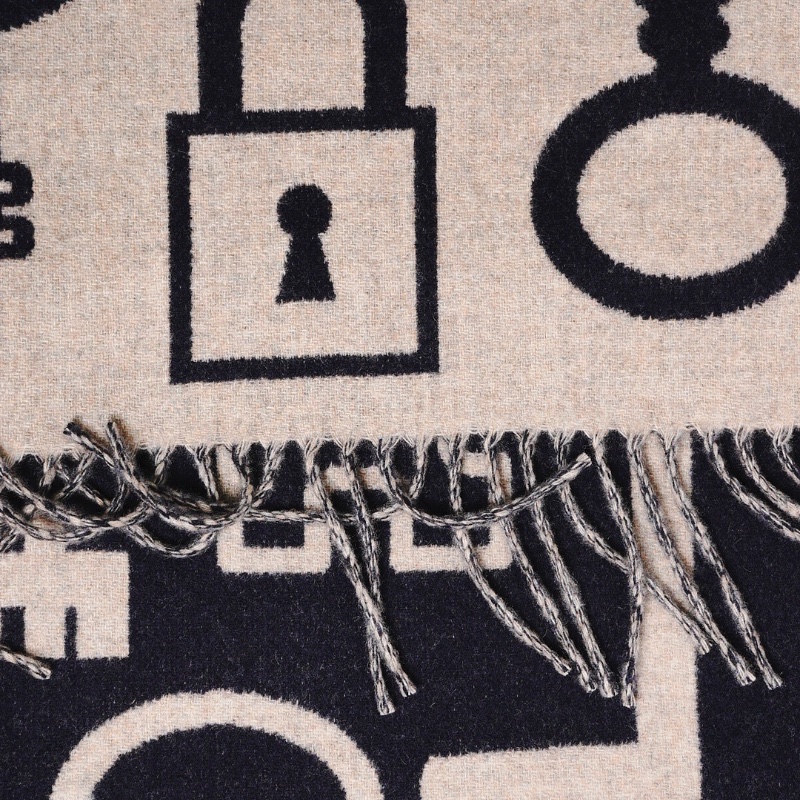 Hermes Casaque Porte-Clefs 喀什米爾圍巾 深藍色-18