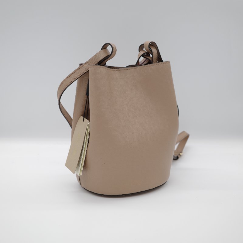 Burberry 博柏利 牛皮 卡其色 經典格紋 水桶包 單肩包 斜挎包-2