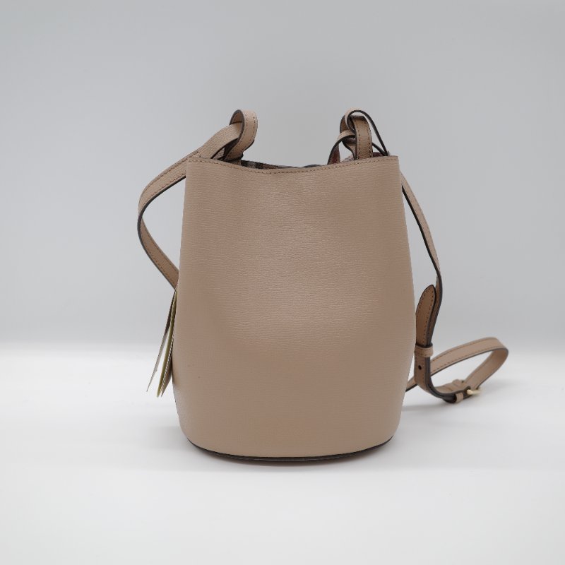 Burberry 博柏利 牛皮 卡其色 經典格紋 水桶包 單肩包 斜挎包-3