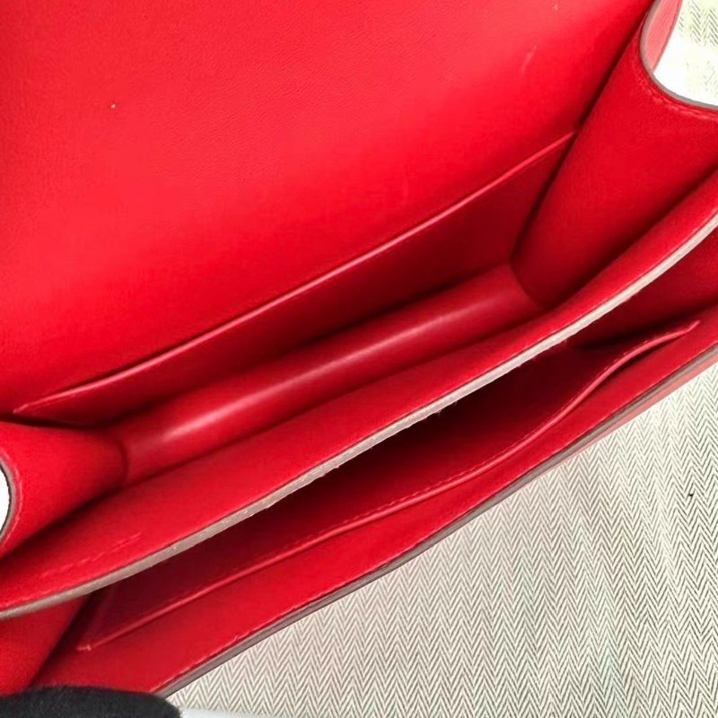 HERMES 辣椒紅銀扣19康康肩背斜背包 19*15*4 99新配件盒子塵袋購證-4