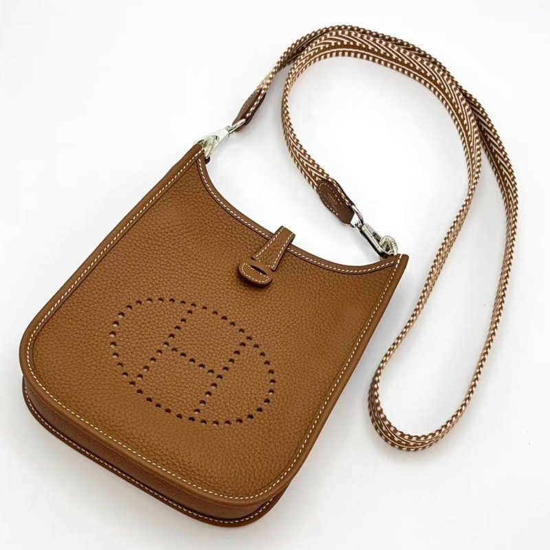HERMES 金棕銀 mini伊芙琳肩背斜背包18*19.5*5.5 98新配件盒子塵袋購證-3