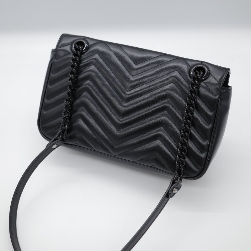 【CP 精選🌟小編推薦】Gucci 古馳 Marmont 26 黑武士 全黑 So Black 牛皮 黑色鏈帶 單肩包 斜挎包｜專櫃 12萬-2