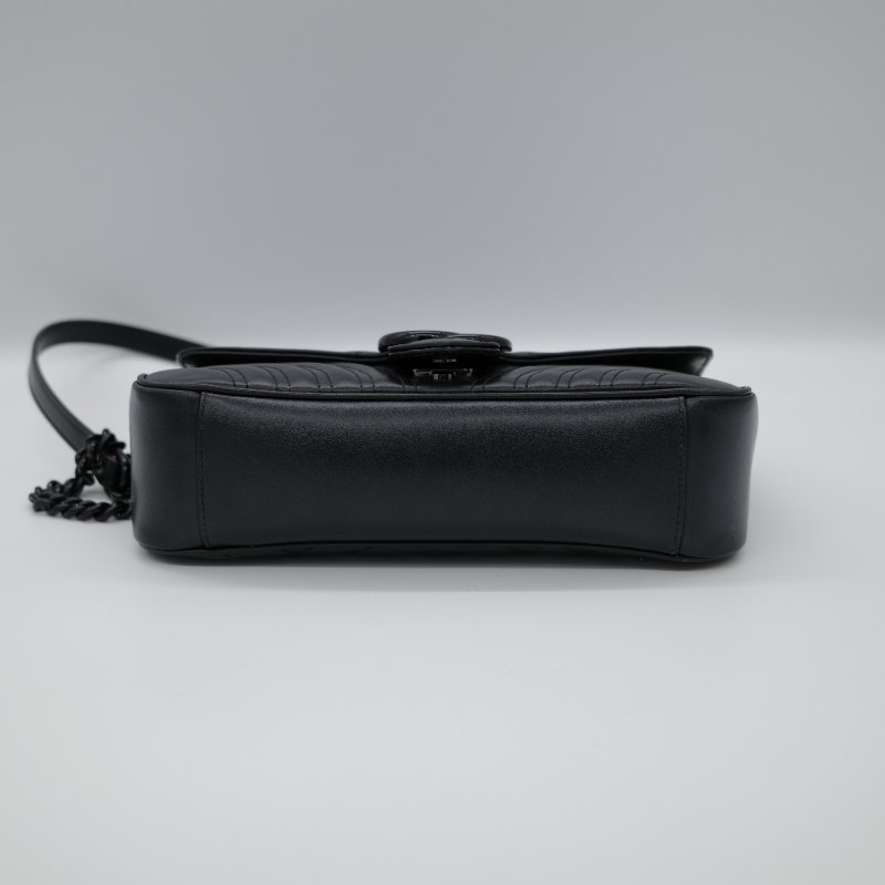 【CP 精選🌟小編推薦】Gucci 古馳 Marmont 26 黑武士 全黑 So Black 牛皮 黑色鏈帶 單肩包 斜挎包｜專櫃 12萬-3