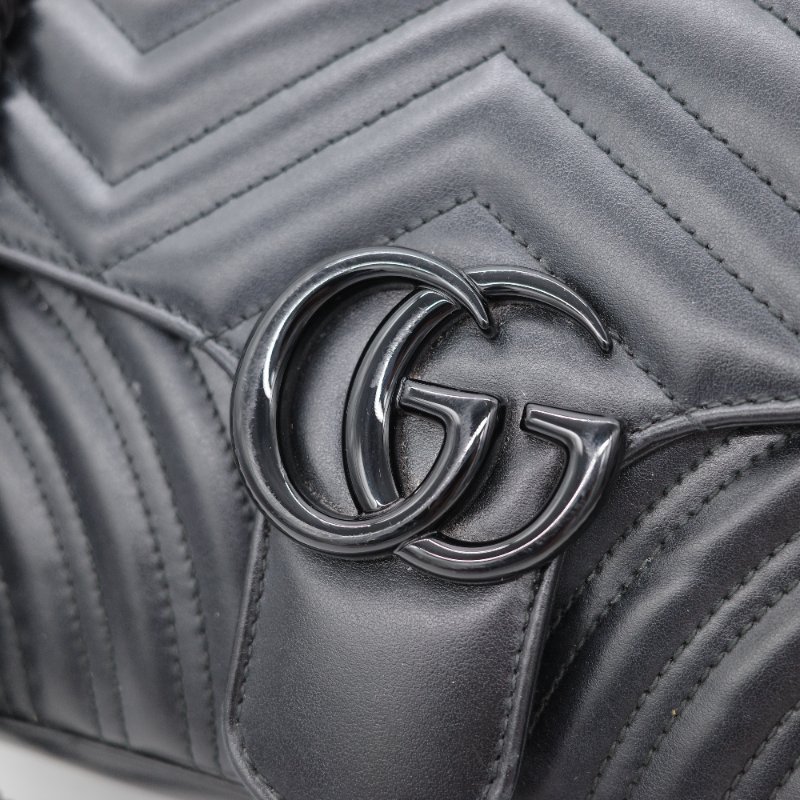 【CP 精選🌟小編推薦】Gucci 古馳 Marmont 26 黑武士 全黑 So Black 牛皮 黑色鏈帶 單肩包 斜挎包｜專櫃 12萬-4