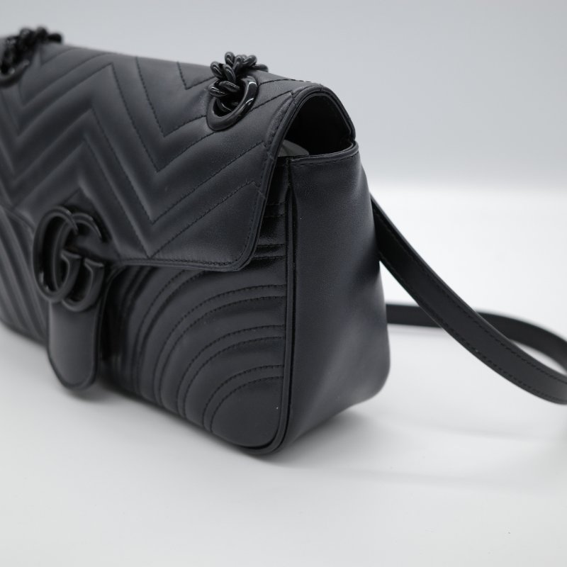 【CP 精選🌟小編推薦】Gucci 古馳 Marmont 26 黑武士 全黑 So Black 牛皮 黑色鏈帶 單肩包 斜挎包｜專櫃 12萬-5