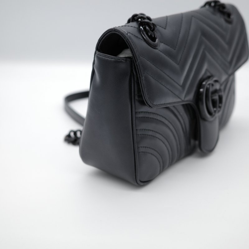 【CP 精選🌟小編推薦】Gucci 古馳 Marmont 26 黑武士 全黑 So Black 牛皮 黑色鏈帶 單肩包 斜挎包｜專櫃 12萬-6