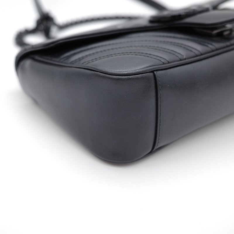 【CP 精選🌟小編推薦】Gucci 古馳 Marmont 26 黑武士 全黑 So Black 牛皮 黑色鏈帶 單肩包 斜挎包｜專櫃 12萬-7