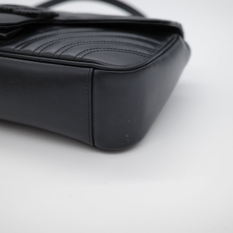 【CP 精選🌟小編推薦】Gucci 古馳 Marmont 26 黑武士 全黑 So Black 牛皮 黑色鏈帶 單肩包 斜挎包｜專櫃 12萬-9