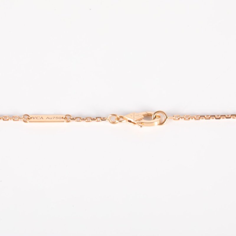 Van Cleef & Arpels VintageAlhambra中號單花項鏈新扣18K玫瑰金/灰貝母項鏈玫瑰金項鍊-4