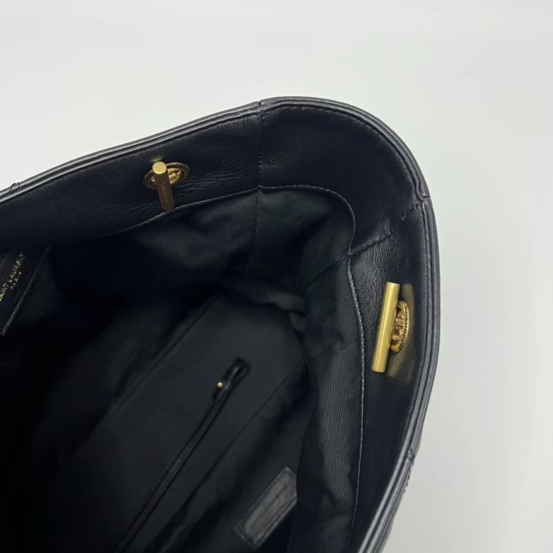 YSL 新款黑金羊皮福袋托特子母肩背斜背包 30*28*8 98新配件購證塵袋-7