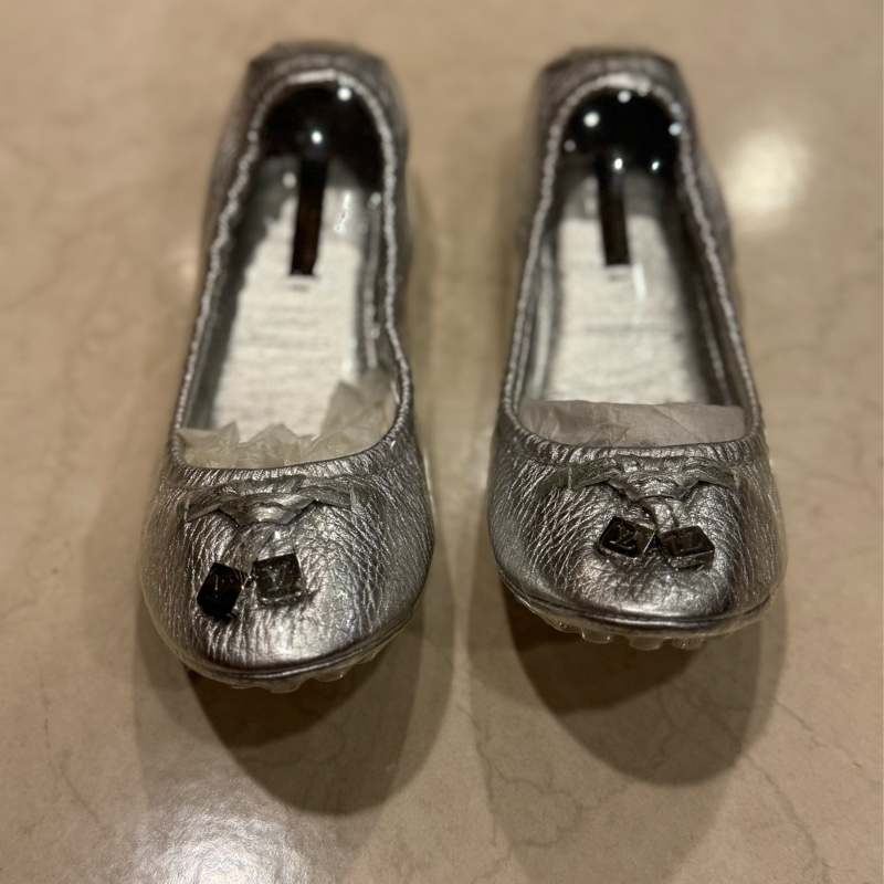 *LOUIS VUITTON 路易威登 銀色芭蕾舞鞋36-1