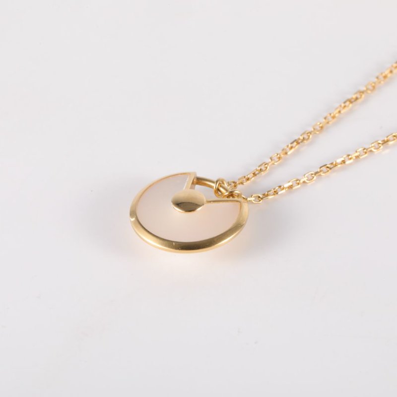 Cartier AMULETTE護s符小號款18K黃金/鑽石/白貝母項鏈黃金項鍊-2