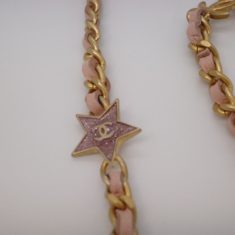 晶片款【收藏級♥️超稀有全網唯一】Chanel 香奈兒 淡粉色 牛皮 淡金扣 鏈帶星星 溜冰鞋錢包 單肩包 斜挎包 鏈帶錢包-9