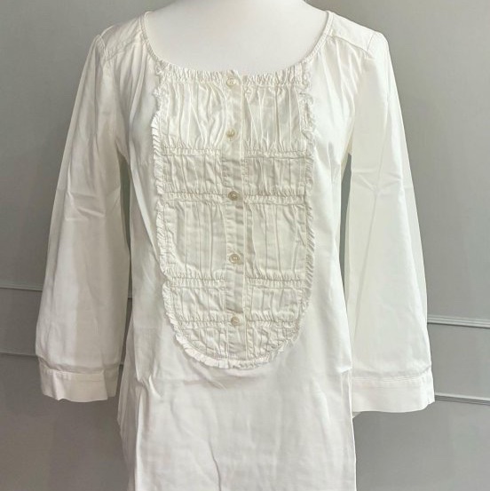 《新歡舊愛》正品Miu Miu 白色八分袖造型休閒上衣S-0