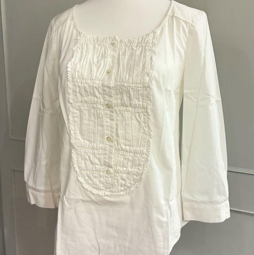 《新歡舊愛》正品Miu Miu 白色八分袖造型休閒上衣S-3