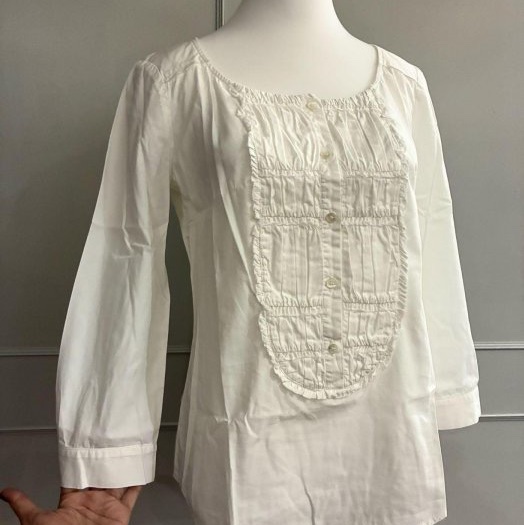 《新歡舊愛》正品Miu Miu 白色八分袖造型休閒上衣S-5