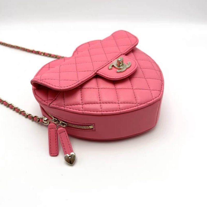 CHANEL 22S粉色愛心大號肩背斜背包18*16.5*5.5 99新配件塵袋-5