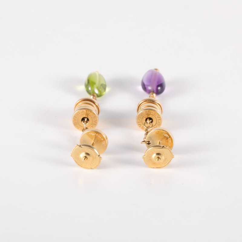 BVLGARI 18K黃金黃金B.ZERO1彈簧彩寶耳墜耳環紫水晶橄欖石18K耳環-2