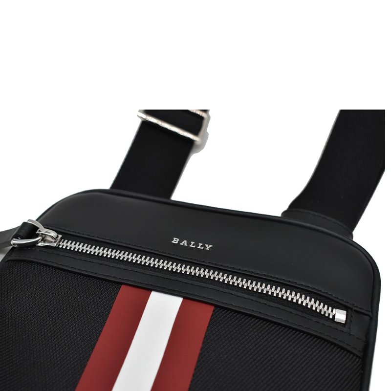 【門市全新現貨】BALLY 紅白條紋帆布斜背包手機包(附防塵袋)-3