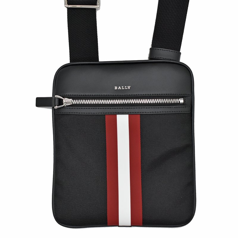 【門市全新現貨】BALLY 紅白條紋帆布斜背包手機包(附防塵袋)-4