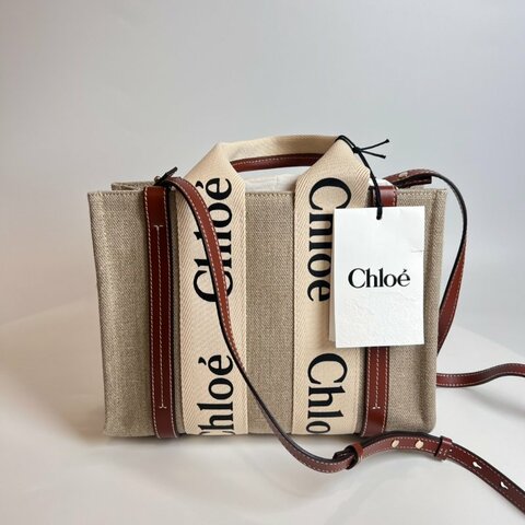 全新品 CHLOE 棕色 WOODY 小號