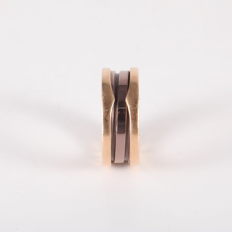 BVLGARI 18K玫瑰金玫瑰金B.ZERO1雙環彈簧戒指古銅色18K18K戒指-1