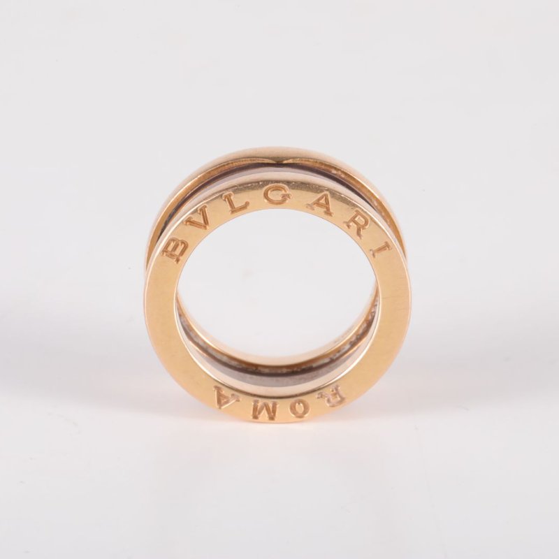 BVLGARI 18K玫瑰金玫瑰金B.ZERO1雙環彈簧戒指古銅色18K18K戒指-2