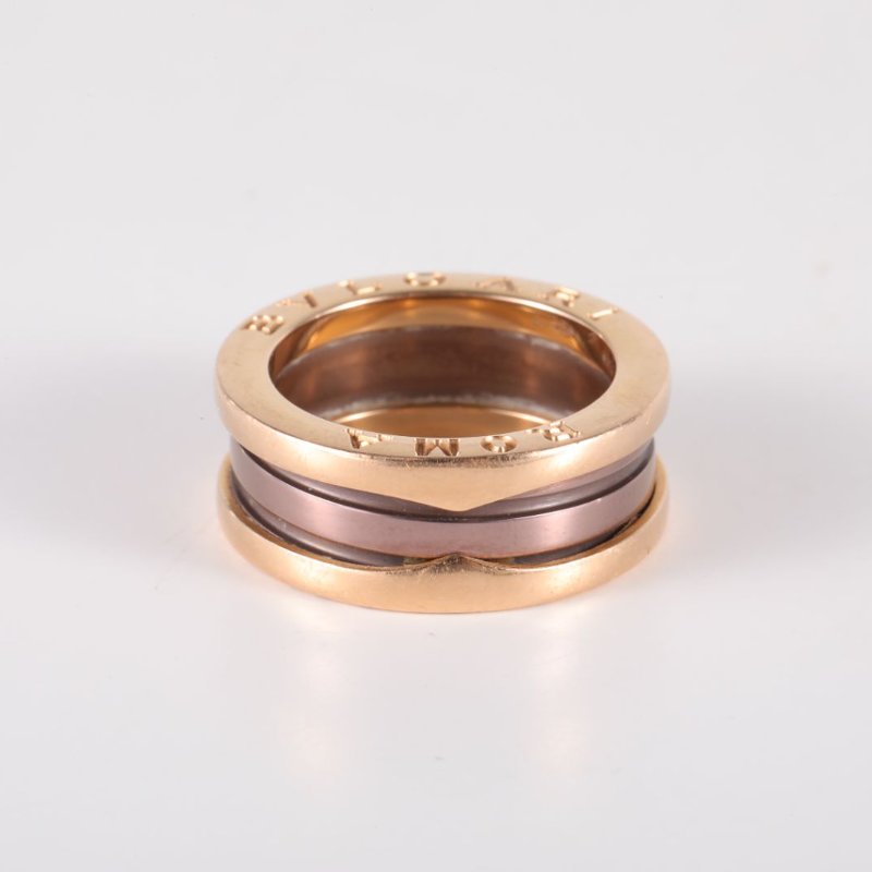 BVLGARI 18K玫瑰金玫瑰金B.ZERO1雙環彈簧戒指古銅色18K18K戒指-3