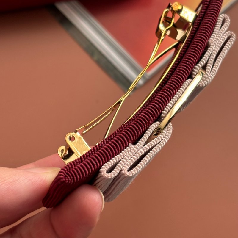 ::Salvatore Ferragamo:: 經典蝴蝶結造型 粉紅拼色銀釦 髮夾 髮飾-7