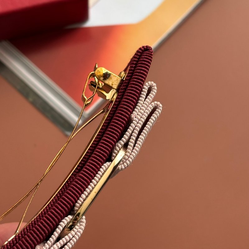 ::Salvatore Ferragamo:: 經典蝴蝶結造型 粉紅拼色銀釦 髮夾 髮飾-8