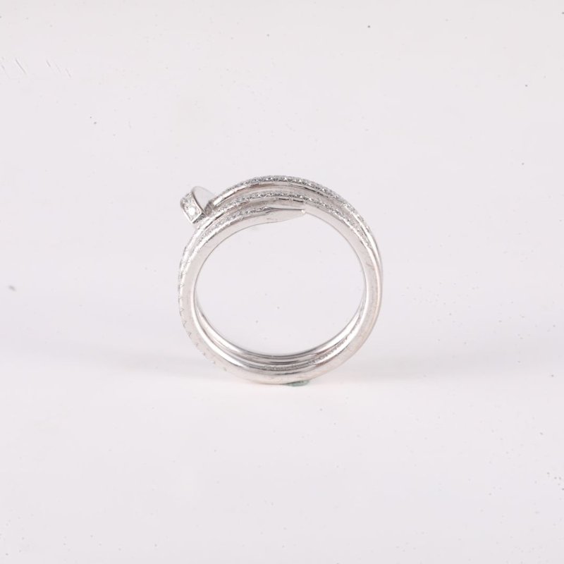 Cartier JUSTEUNCLOU釘子18K金滿鑽三圈戒指18K白金/鑽石51白金鑽石/18K戒指-2