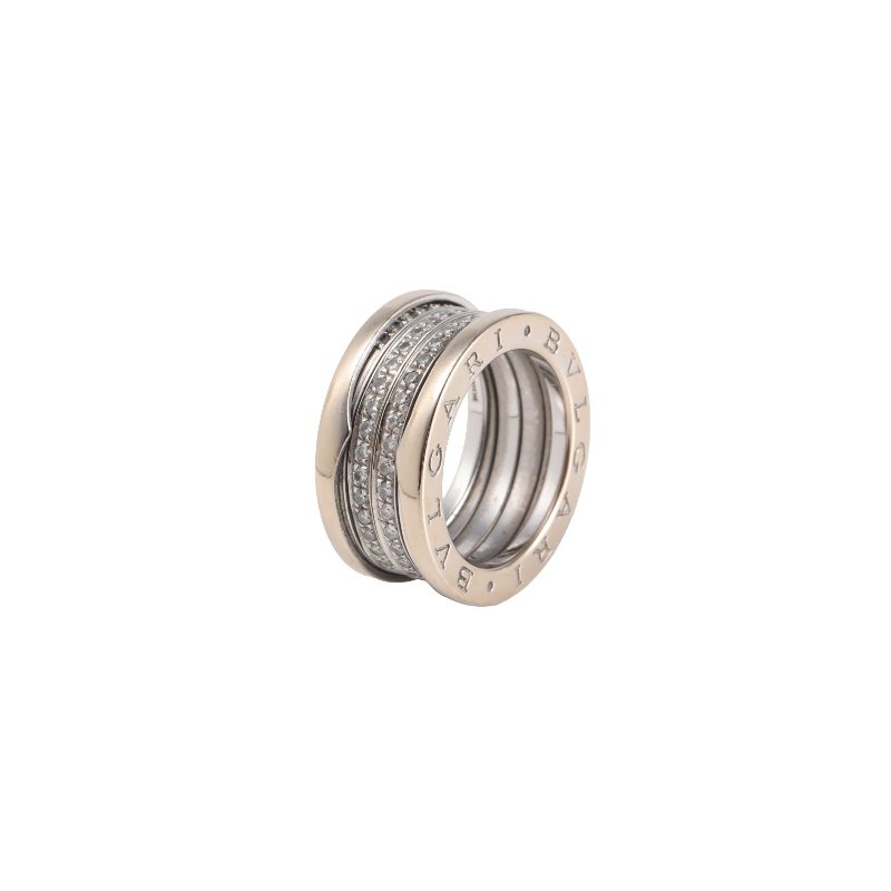 BVLGARI B.ZERO1彈簧戒指四圈鑽18K白金/鑽石52白金鑽石/18K戒指-0