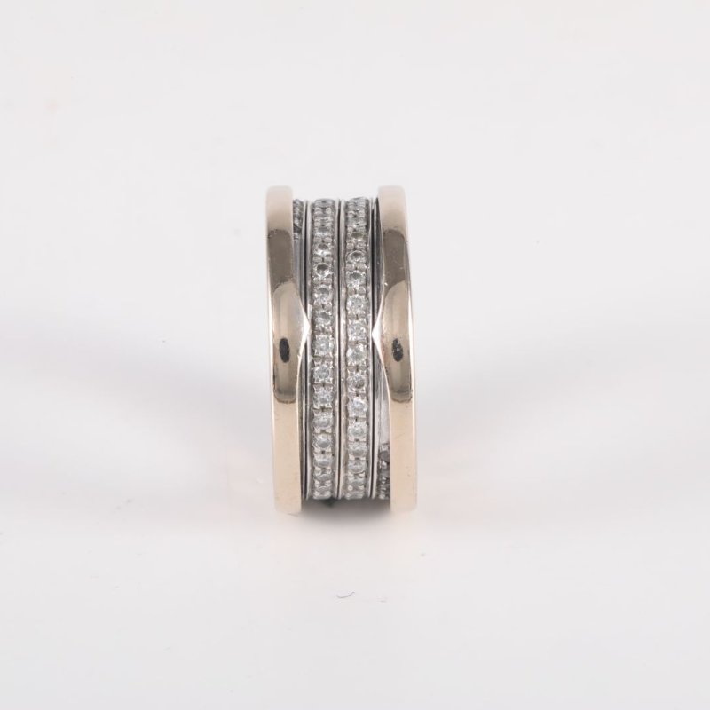 BVLGARI B.ZERO1彈簧戒指四圈鑽18K白金/鑽石52白金鑽石/18K戒指-1