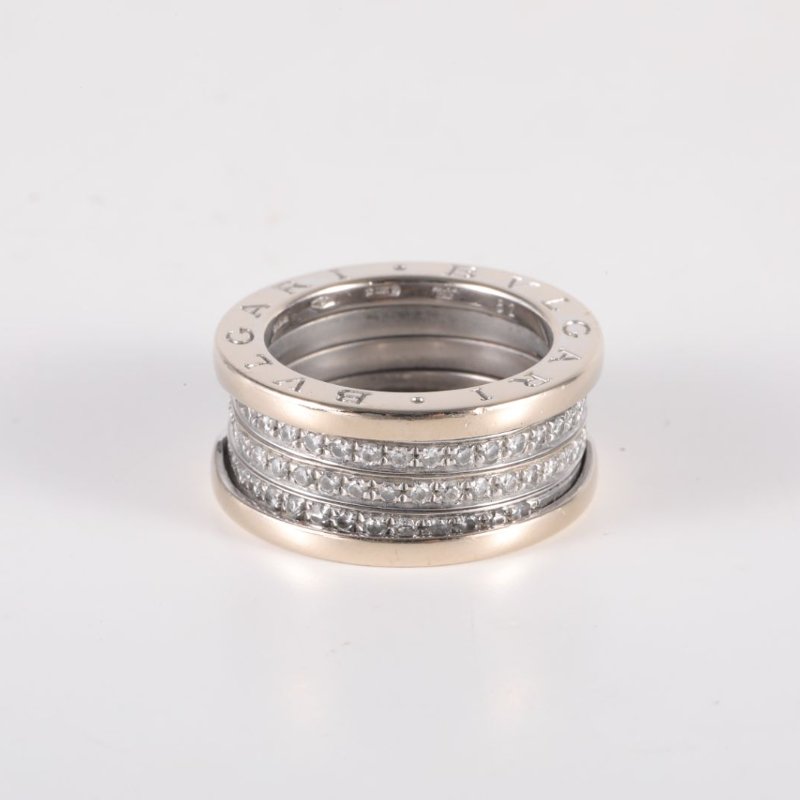 BVLGARI B.ZERO1彈簧戒指四圈鑽18K白金/鑽石52白金鑽石/18K戒指-4