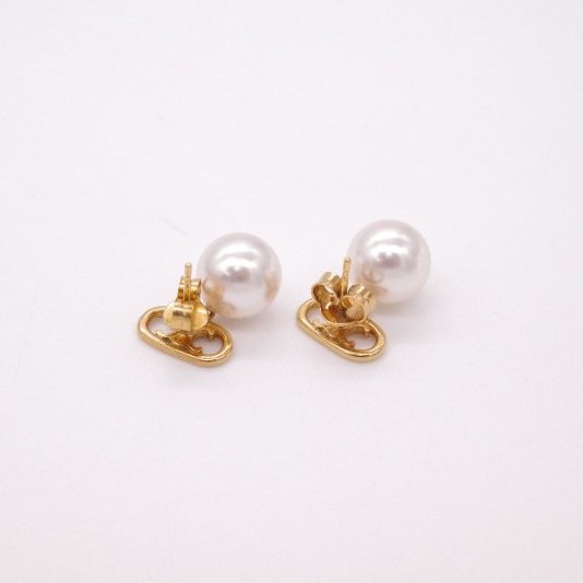 Celine 思琳 經典 Logo 珍珠吊墜 耳環 耳釘 耳墜-1