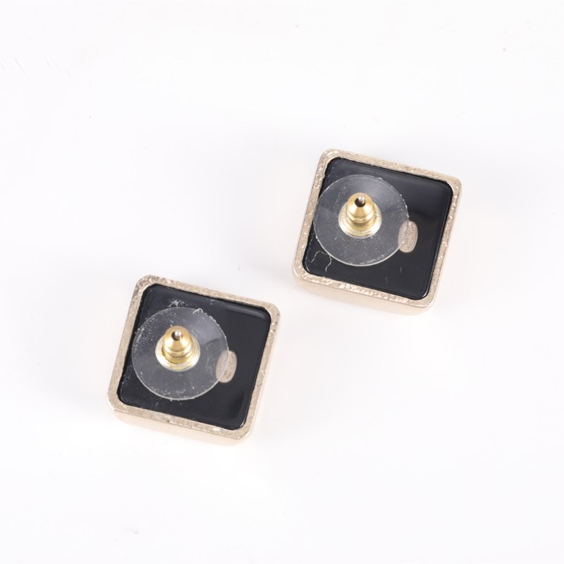 CHANEL 合金22P雙C鏤空方塊耳釘耳環耳環-4