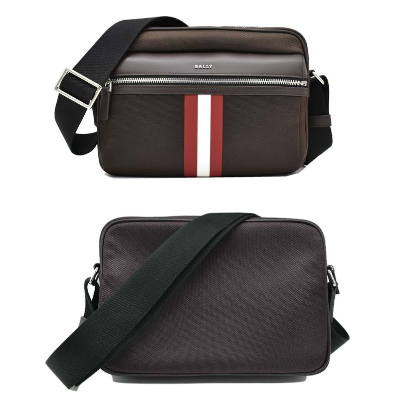 【門市全新現貨】BALLY THAREK 經典紅白條紋帆布斜背包相機包(附原廠防塵袋)-0
