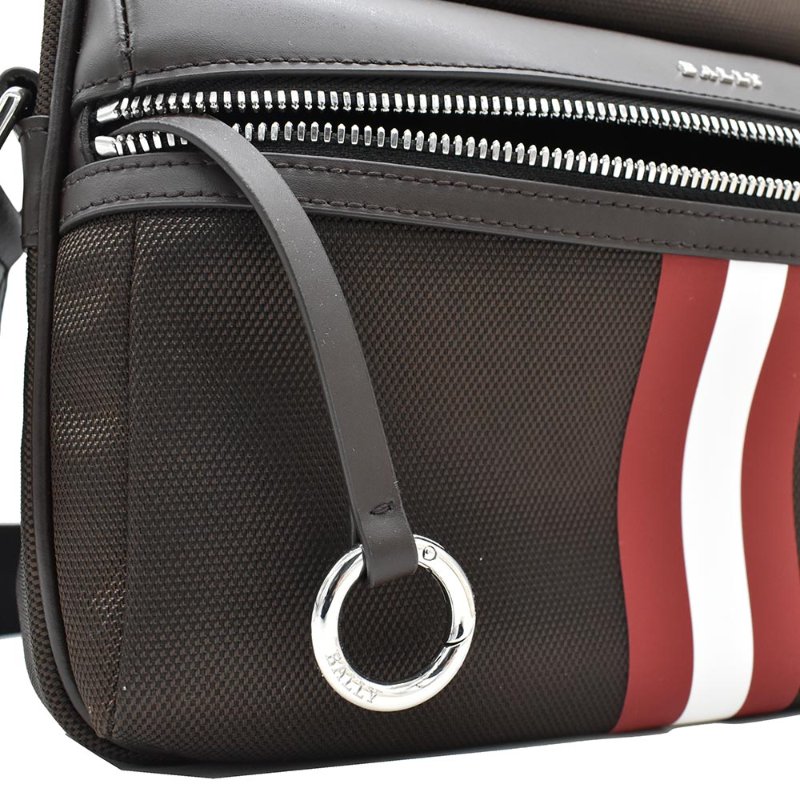【門市全新現貨】BALLY THAREK 經典紅白條紋帆布斜背包相機包(附原廠防塵袋)-3