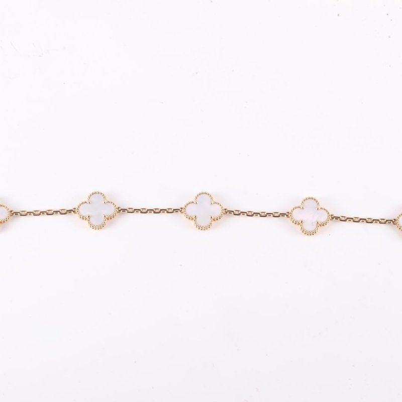 Van Cleef & Arpels VintageAlhambra中號五花手鏈新扣18K黃金/鑽石S-M碼黃金18K/白貝母手鍊／手環-2
