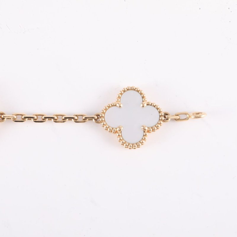 Van Cleef & Arpels VintageAlhambra中號五花手鏈新扣18K黃金/鑽石S-M碼黃金18K/白貝母手鍊／手環-3