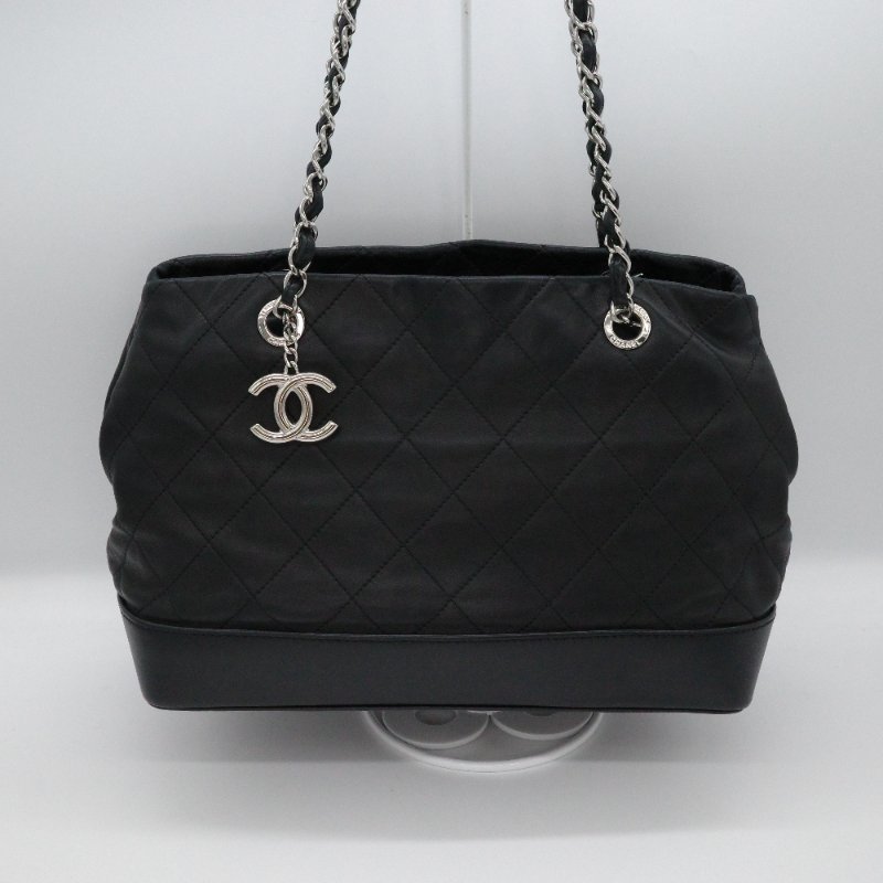 【超級帥氣🕶通勤必備】Chanel 香奈兒 黑色羊皮 菱格紋 托特包 單肩包 電腦包-3