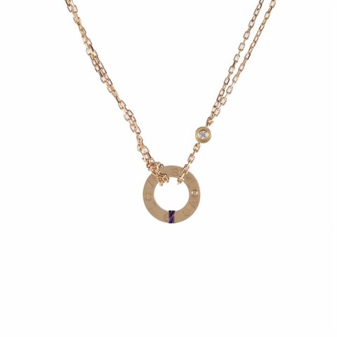 Cartier LOVE18K金小餅鑲嵌2顆鑽石項鏈18K黃金/鑽石項鏈黃金18K項鍊