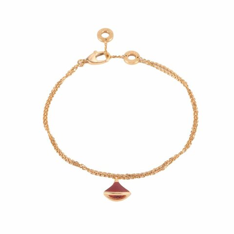 BVLGARI DIVASDREAM紅玉髓18K玫瑰金小扇子手鏈18K玫瑰金/紅玉髓S-M碼玫瑰金手鍊／手環
