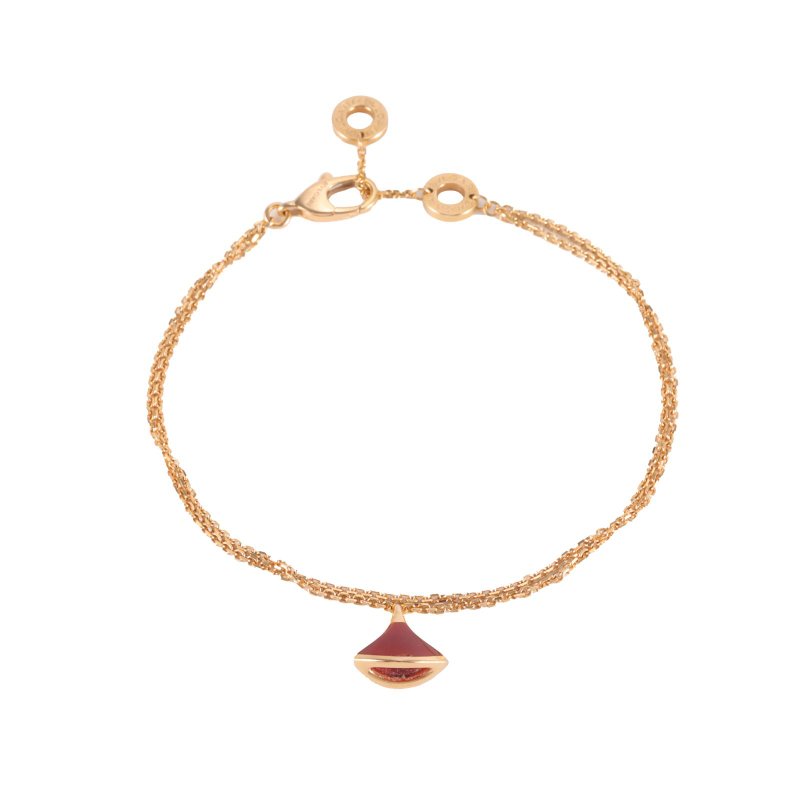 BVLGARI DIVASDREAM紅玉髓18K玫瑰金小扇子手鏈18K玫瑰金/紅玉髓S-M碼玫瑰金手鍊／手環-0
