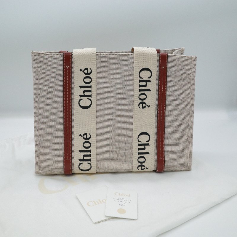 Chloé 蔻依 Woddy 中型焦糖色 棕色 亞麻色 單肩包 托特包 電腦包-7